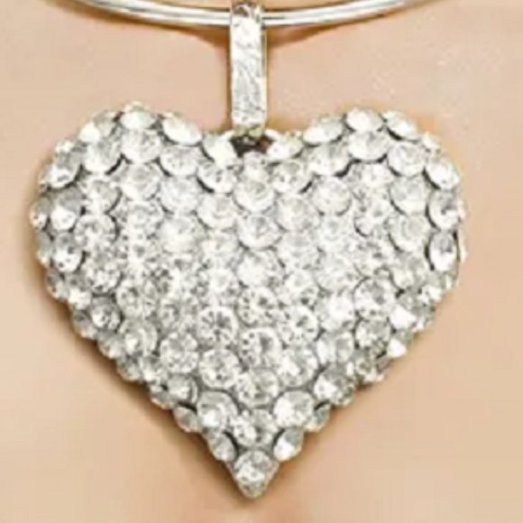 💋❤️Fabulous Rhinestone Crystal Heart Necklace Collar Set - Picture 3 of 3